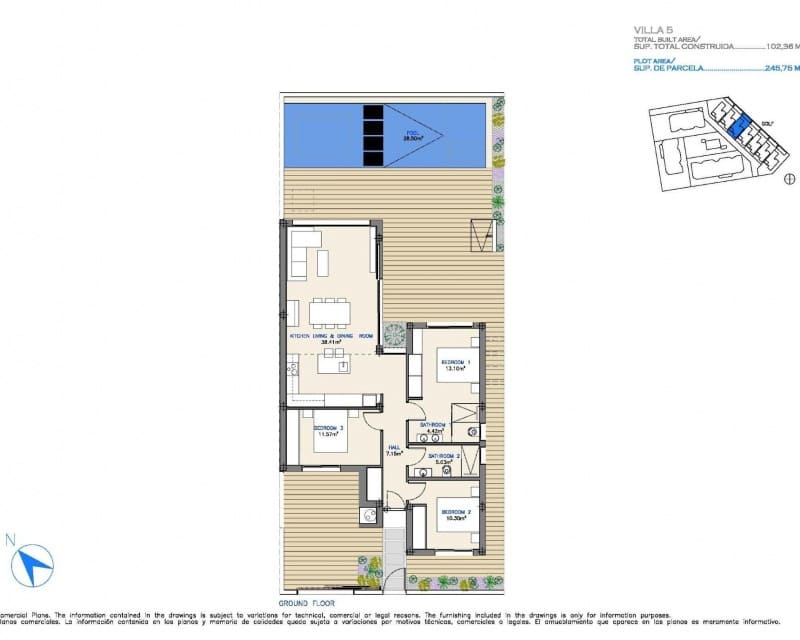 3 sovrum Villa till salu i Los Alcazares med pool - 565 000 € (Ref: 9784419)