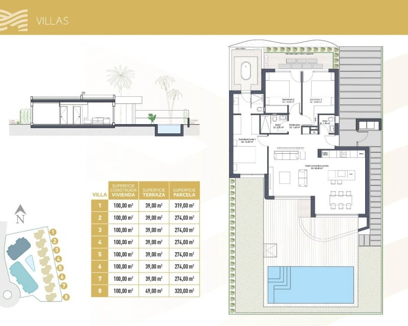 3 soveværelse Villa til salg i Los Alcazares med swimmingpool - € 550.000 (Ref: 9895552)