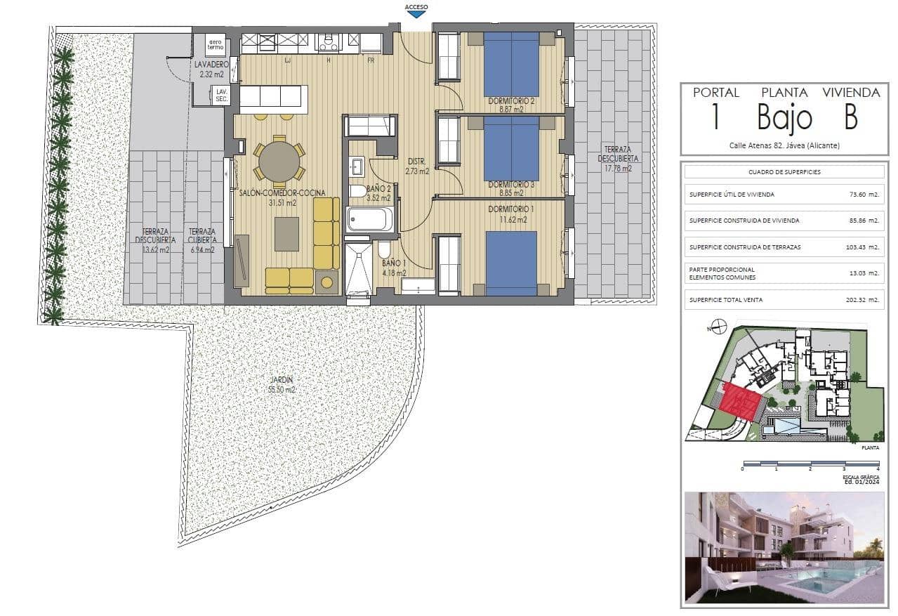 3 soverom Leilighet til salgs i Javea / Xabia med svømmebasseng garasje - € 565 000 (Ref: 8454938)