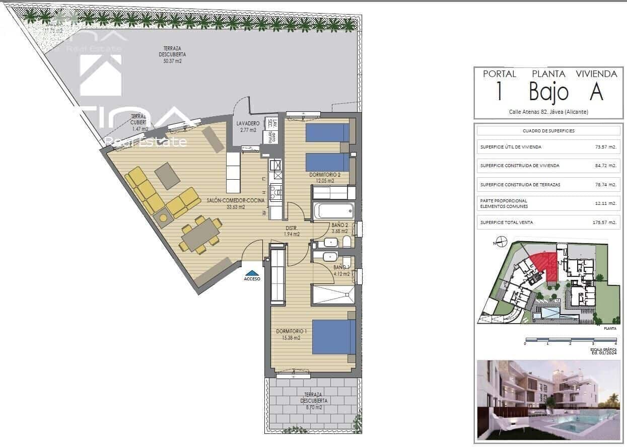 Apartamento de 2 habitaciones en Javea / Xàbia en venta con piscina garaje - 505.000 € (Ref: 8454939)