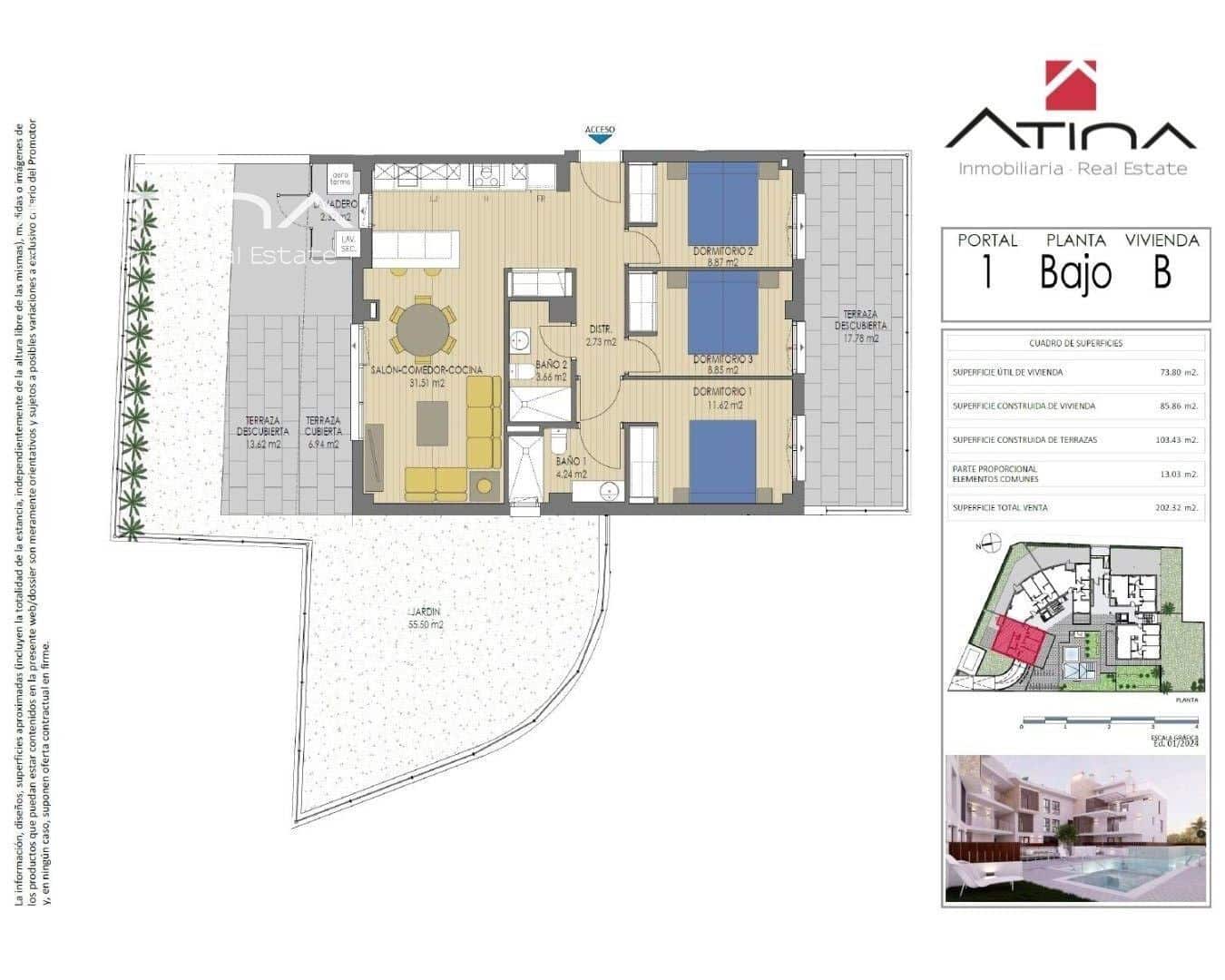 3 makuuhuone Huoneisto myytävänä paikassa Javea / Xabia mukana uima-altaan 
autotalli - 565 000 € (Ref: 8836821)