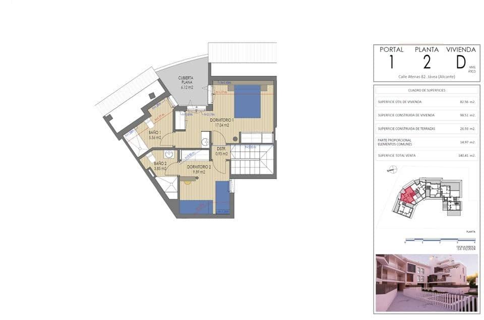 2 Zimmer Penthouse zu verkaufen in Javea / Xabia mit Pool Garage - 515.000 € (Ref: 8836823)