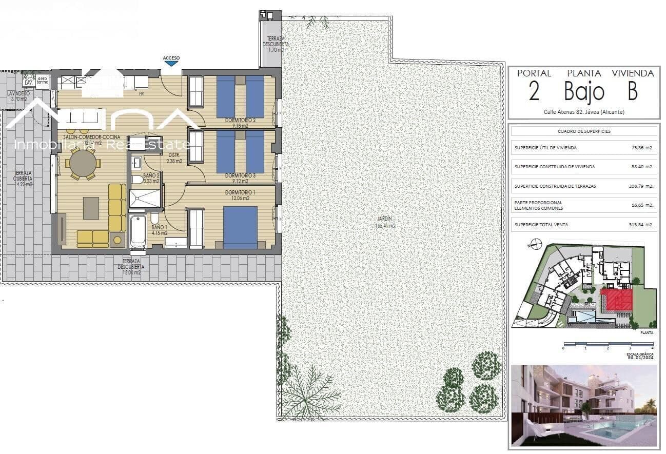 3 chambre Appartement à vendre à Javea / Xabia avec piscine garage - 740 000 € (Ref: 8841071)