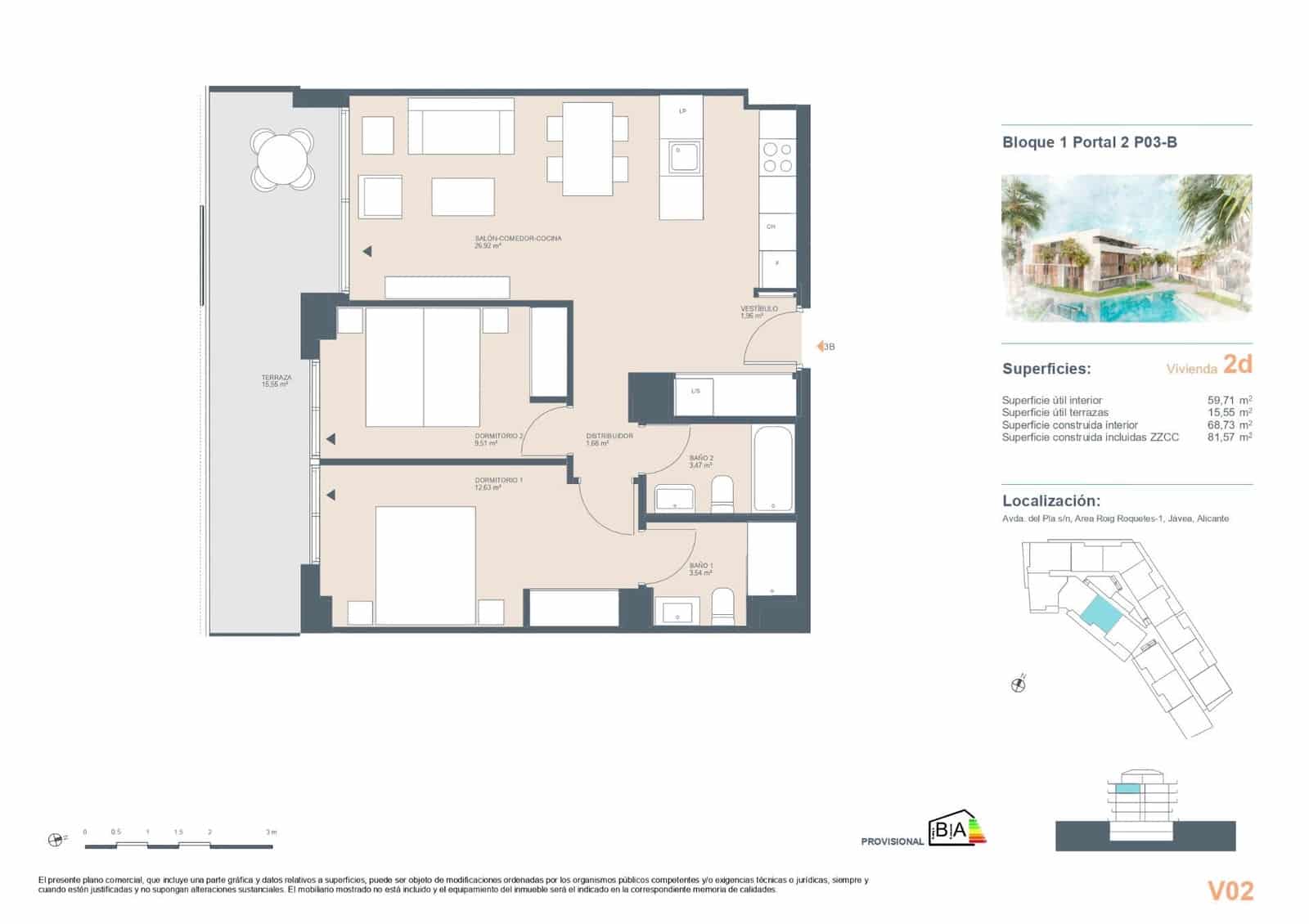 2 bedroom Penthouse for sale in Javea / Xabia with pool - € 540,000 (Ref: 8912979)
