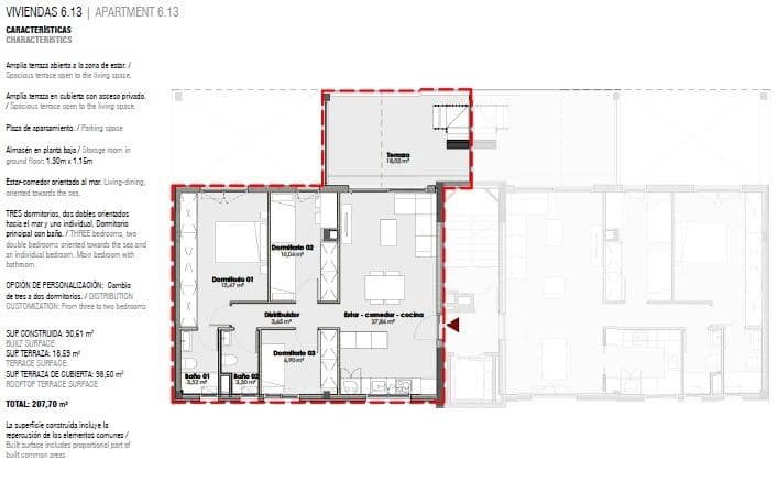 3 soverom Penthouse til salgs i Oliva med svømmebasseng - € 424 350 (Ref: 9321790)