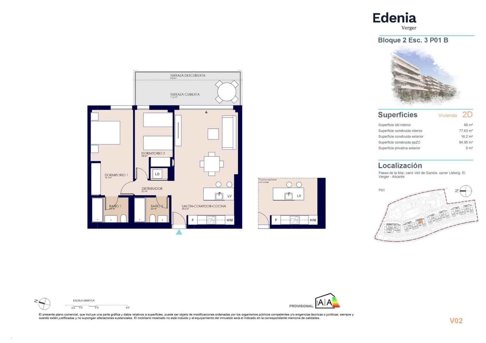 2 camera da letto Appartamento in vendita in El Vergel / Verger con piscina - 343.000 € (Rif: 9739019)