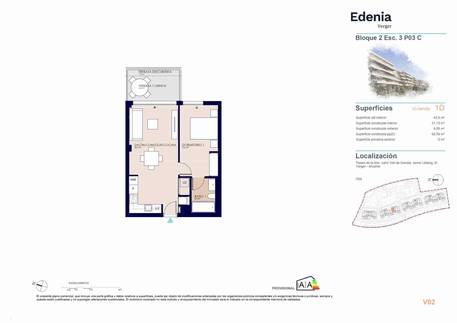 1 sypialnia Apartament na sprzedaż w El Vergel / Verger z basenem - 242 000 € (Ref: 9739020)