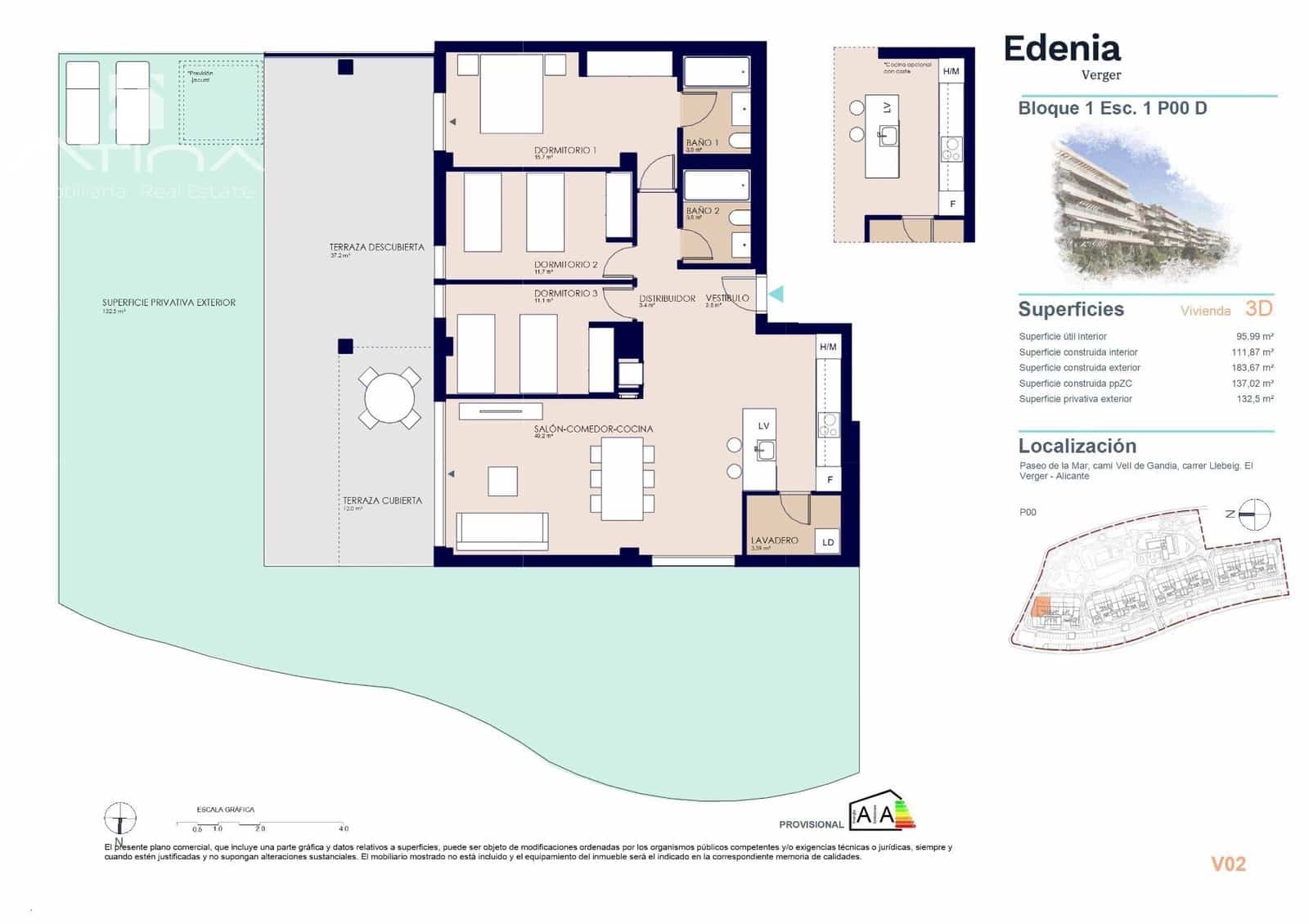 3 camera da letto Appartamento sulla Spiaggia in vendita in El Vergel / Verger con piscina - 491.000 € (Rif: 9739028)
