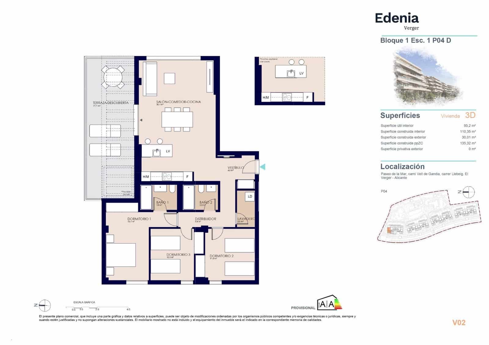 3 camera da letto Appartamento in vendita in El Vergel / Verger con piscina - 505.000 € (Rif: 9741889)
