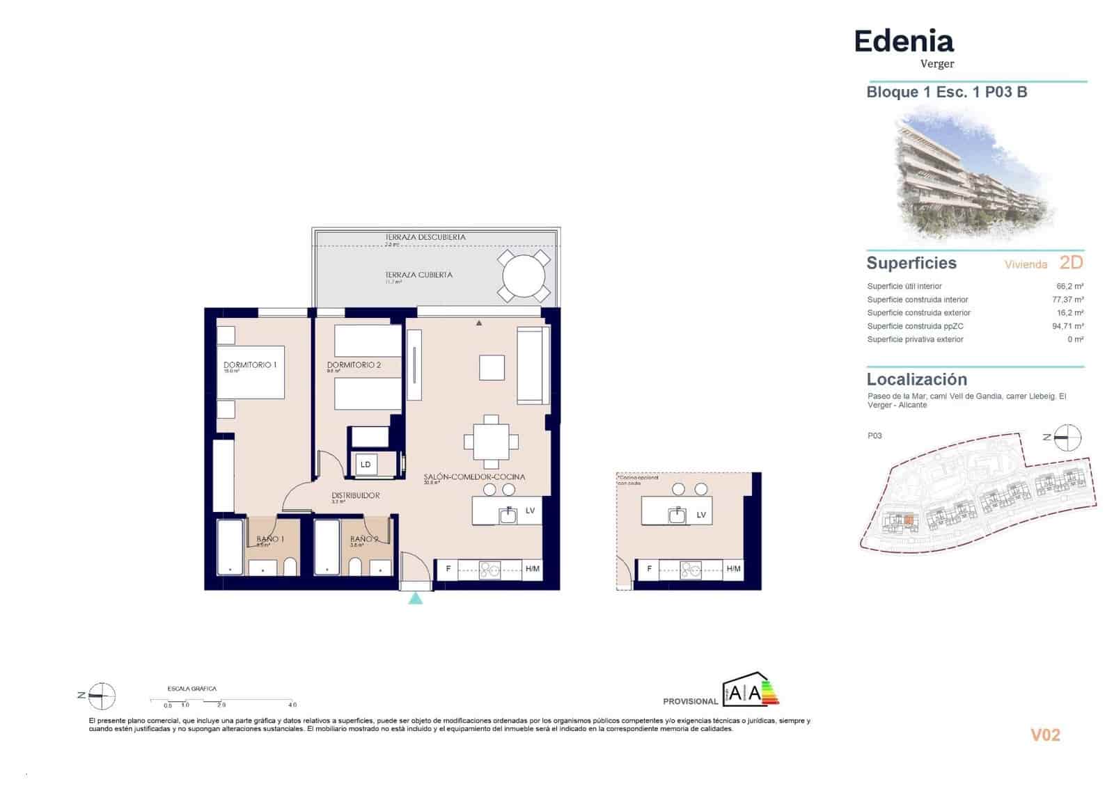 2 sovrum Lägenhet till salu i El Vergel / Verger med pool - 350 000 € (Ref: 9741890)