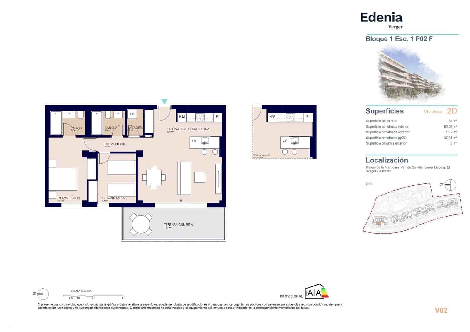 2 camera da letto Appartamento in vendita in El Vergel / Verger con piscina - 313.000 € (Rif: 9741893)