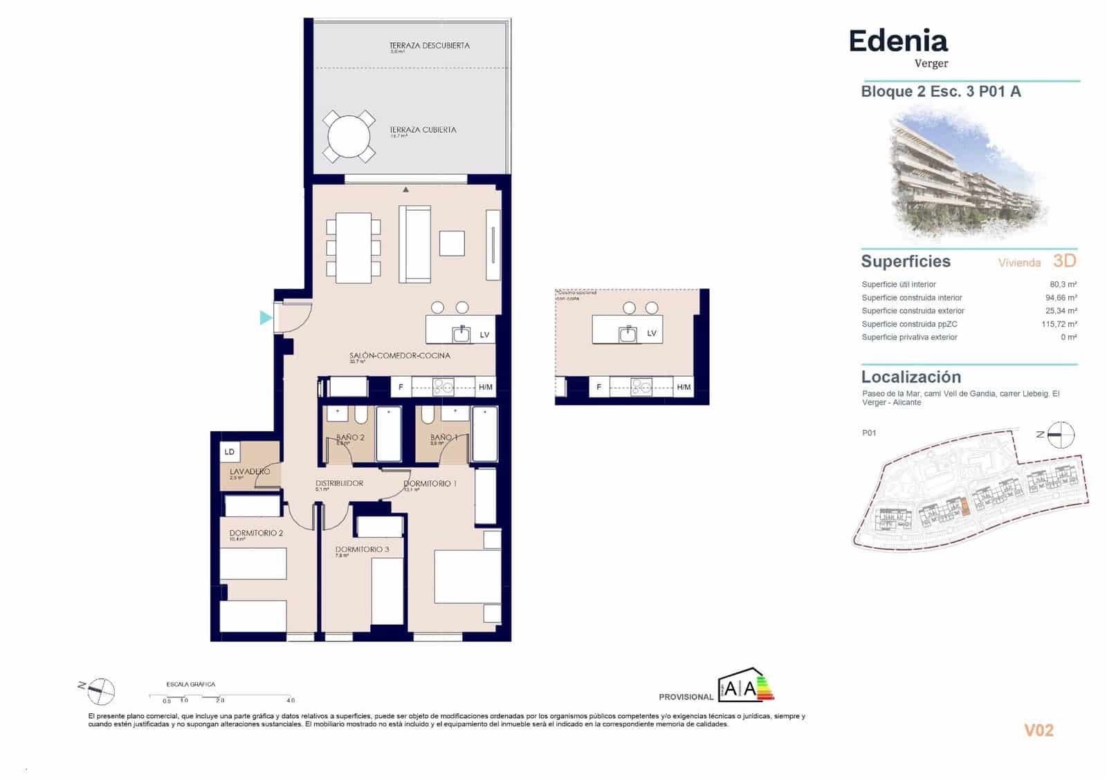 3 soveværelse Lejlighed til salg i El Vergel / Verger med swimmingpool - € 395.000 (Ref: 9741894)