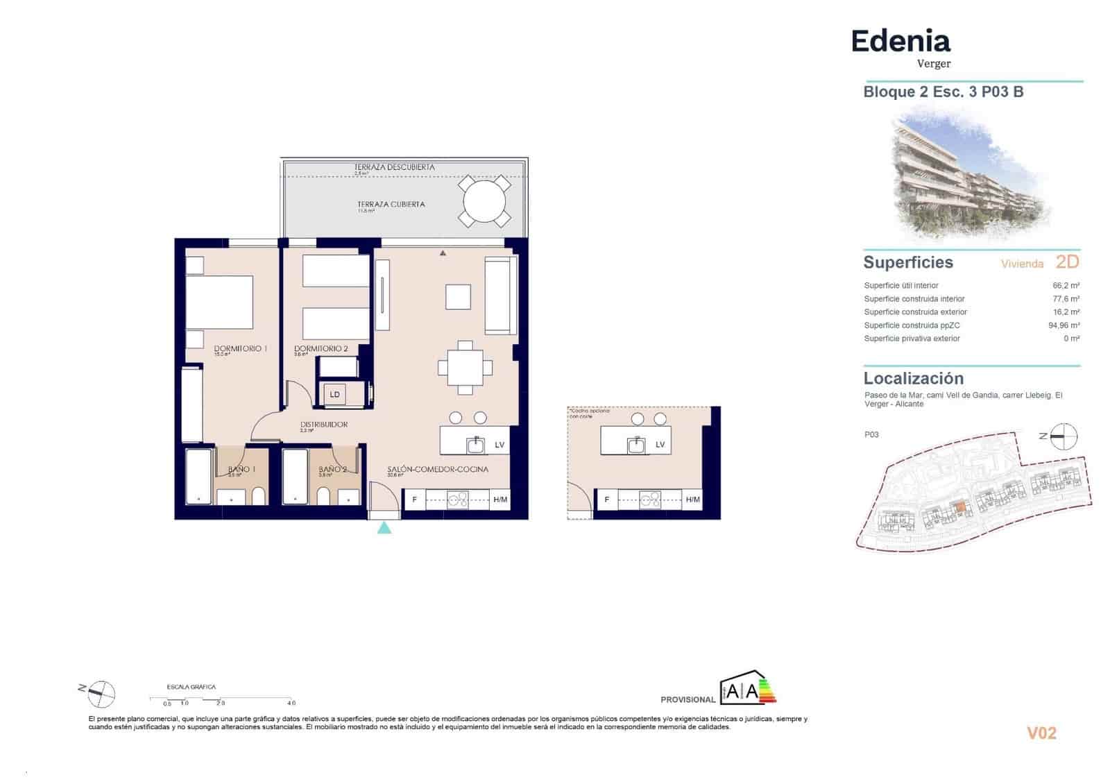 2 slaapkamer Appartement te koop in El Vergel / Verger met zwembad - € 350.000 (Ref: 9741897)