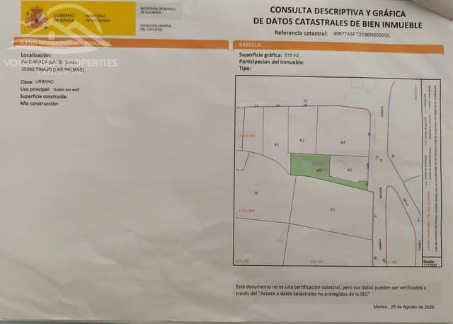 Bauplatz zu verkaufen in Tinajo - 115.000 € (Ref: 9961864)