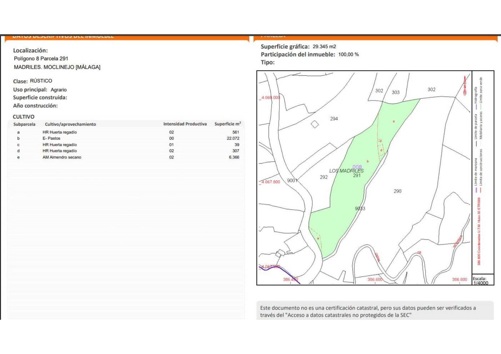 Ubebygd land til salgs i Moclinejo - € 110 000 (Ref: 9059345)