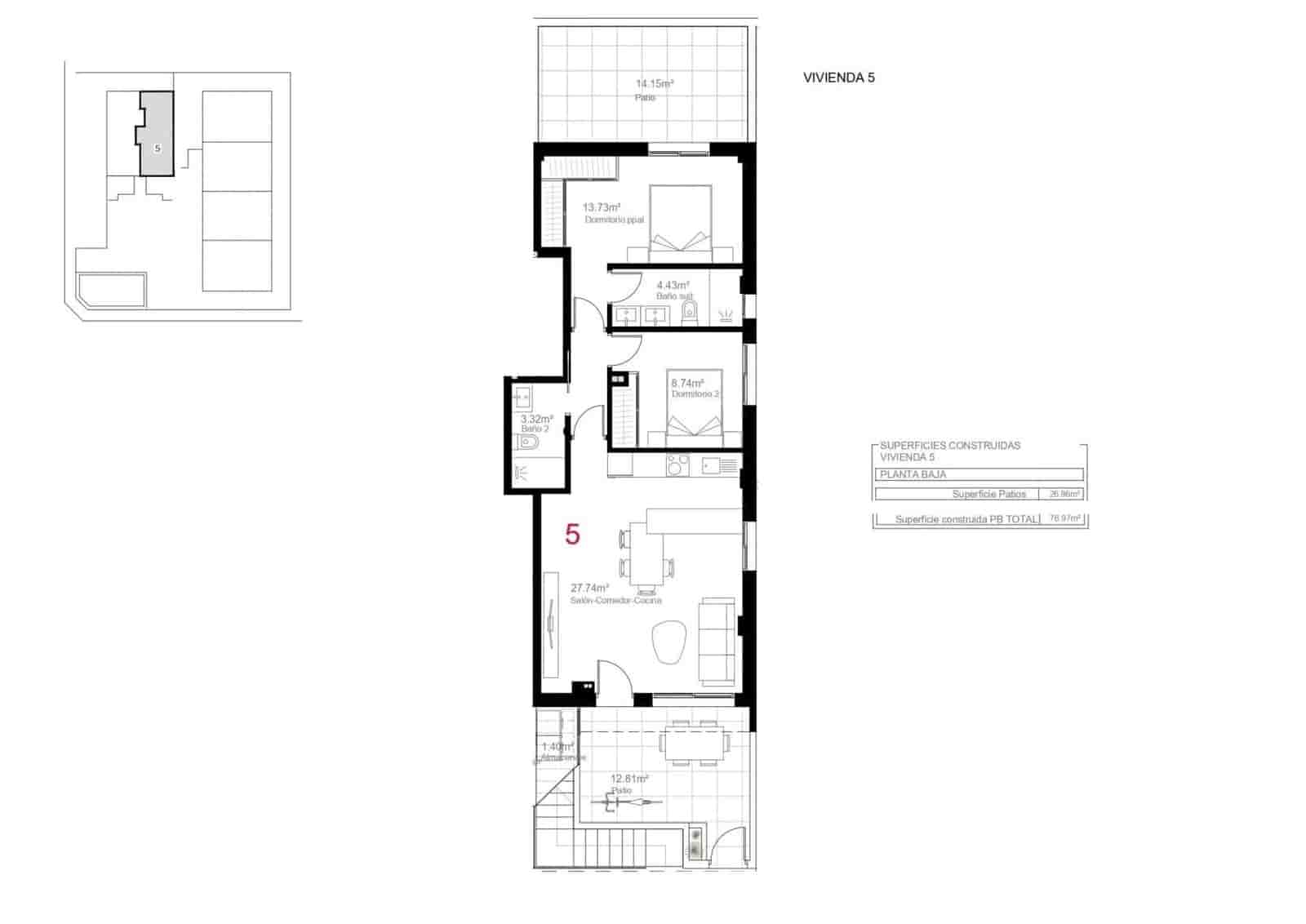2 camera da letto Bungalow in vendita in Pilar de la Horadada con piscina garage - 269.900 € (Rif: 9459947)