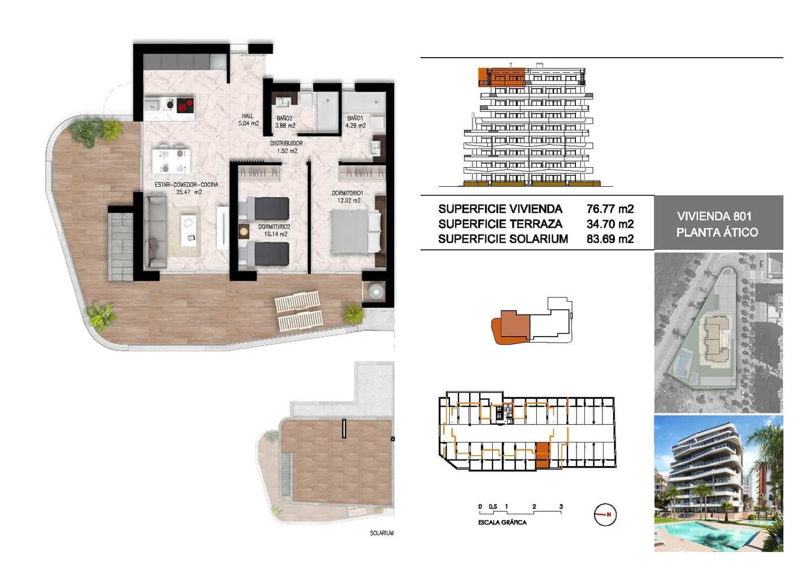 2 soveværelse Penthouse til salg i Guardamar del Segura med swimmingpool garage - € 449.000 (Ref: 9476669)