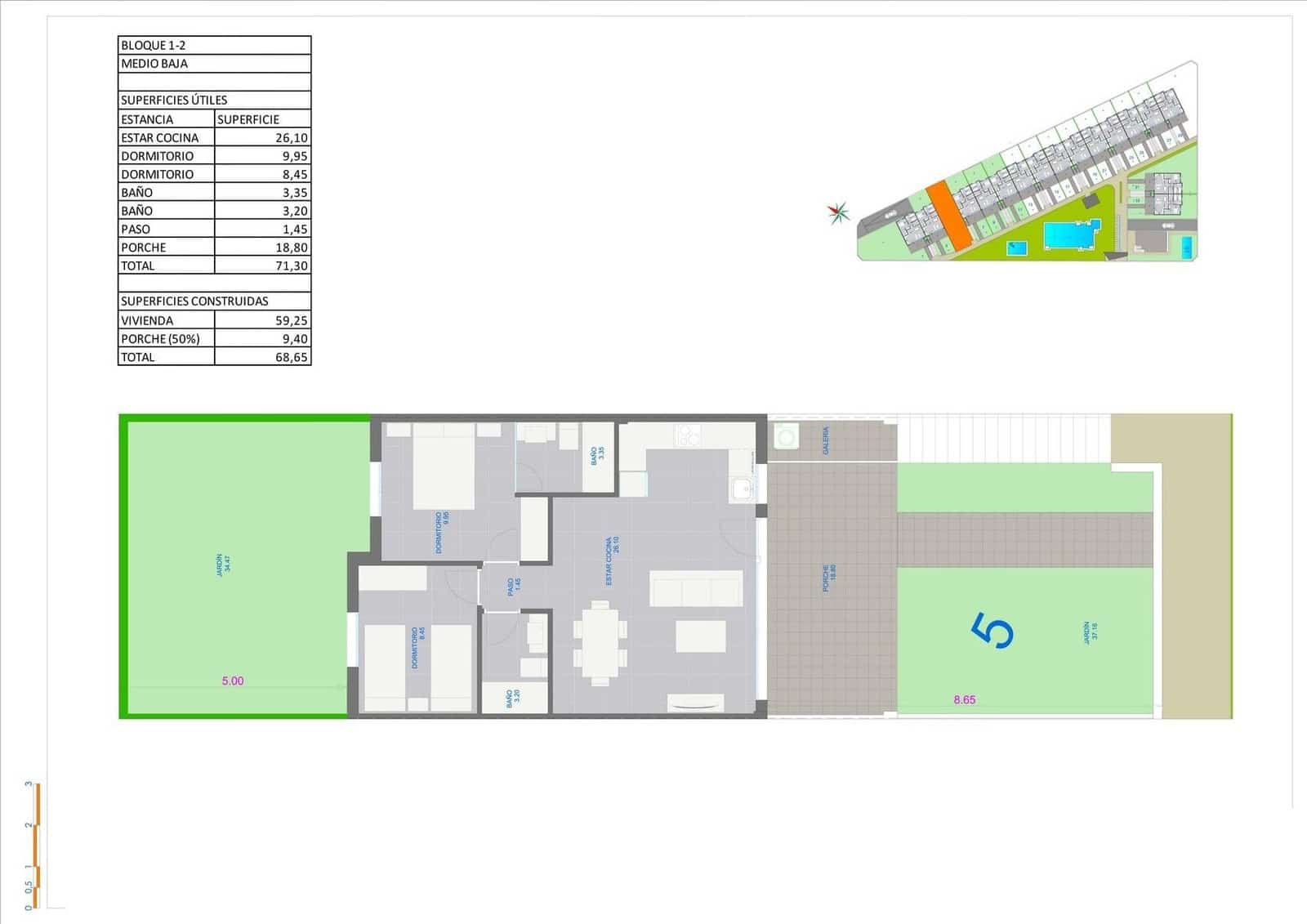 2 soveværelse Bungalow til salg i Pilar de la Horadada med swimmingpool garage - € 296.000 (Ref: 9620571)