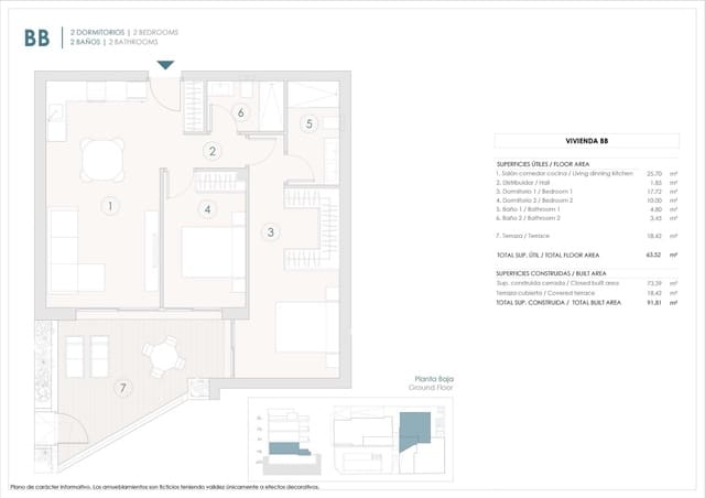2 slaapkamer Appartement te koop in Benijófar met zwembad garage - € 325.000 (Ref: 9632178)