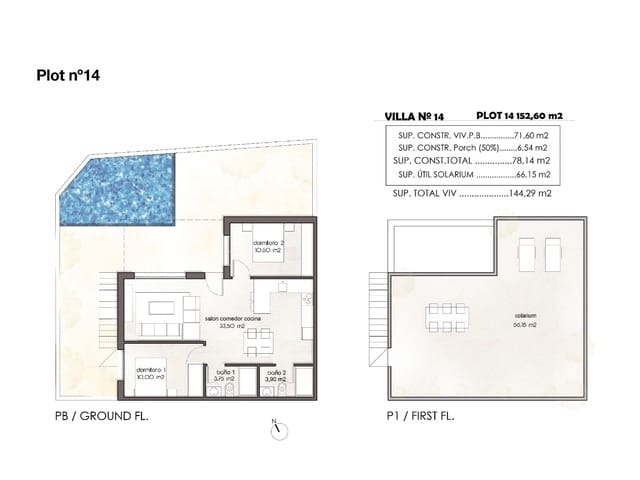 2 chambre Villa/Maison à vendre à Pilar de la Horadada ciudad, Pilar de la Horadada avec garage - 380 000 € (Ref: 9664508)