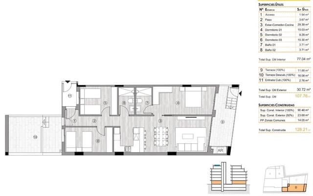 2 camera da letto Appartamento in vendita in Centro, Torrevieja con piscina - 259.000 € (Rif: 9671535)