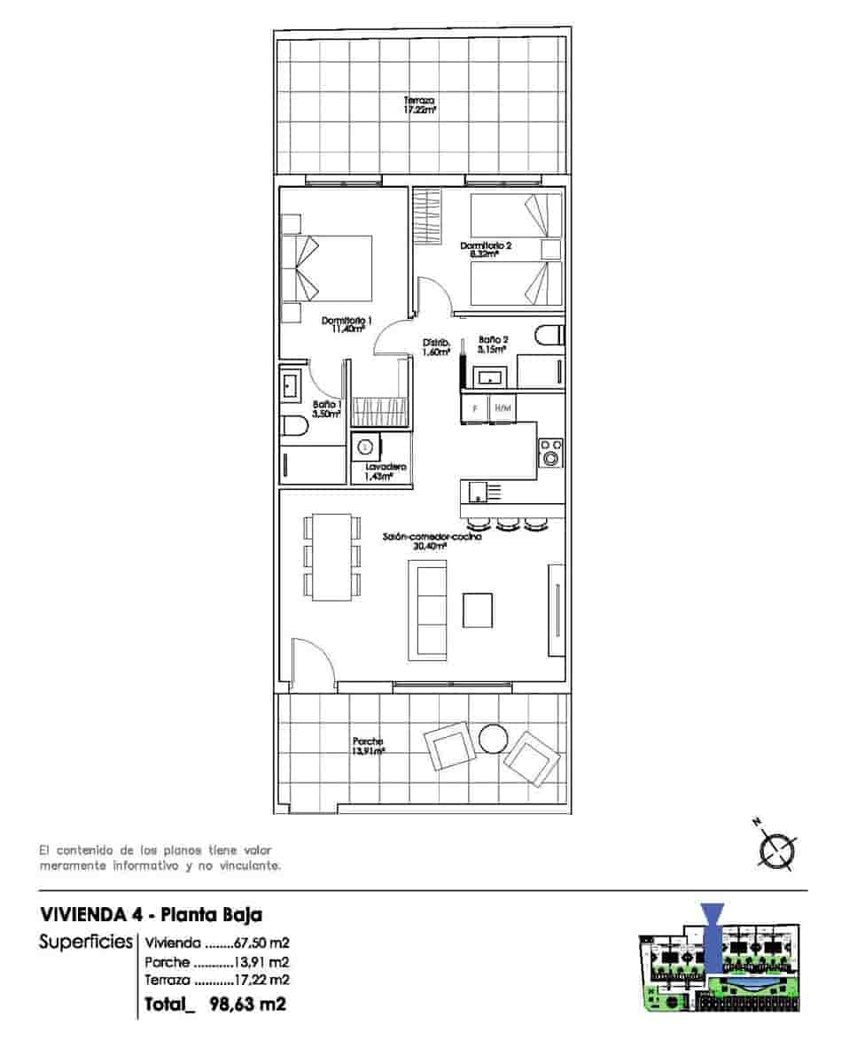 2 slaapkamer Bungalow te koop in Pilar de la Horadada met zwembad garage - € 255.000 (Ref: 9675799)