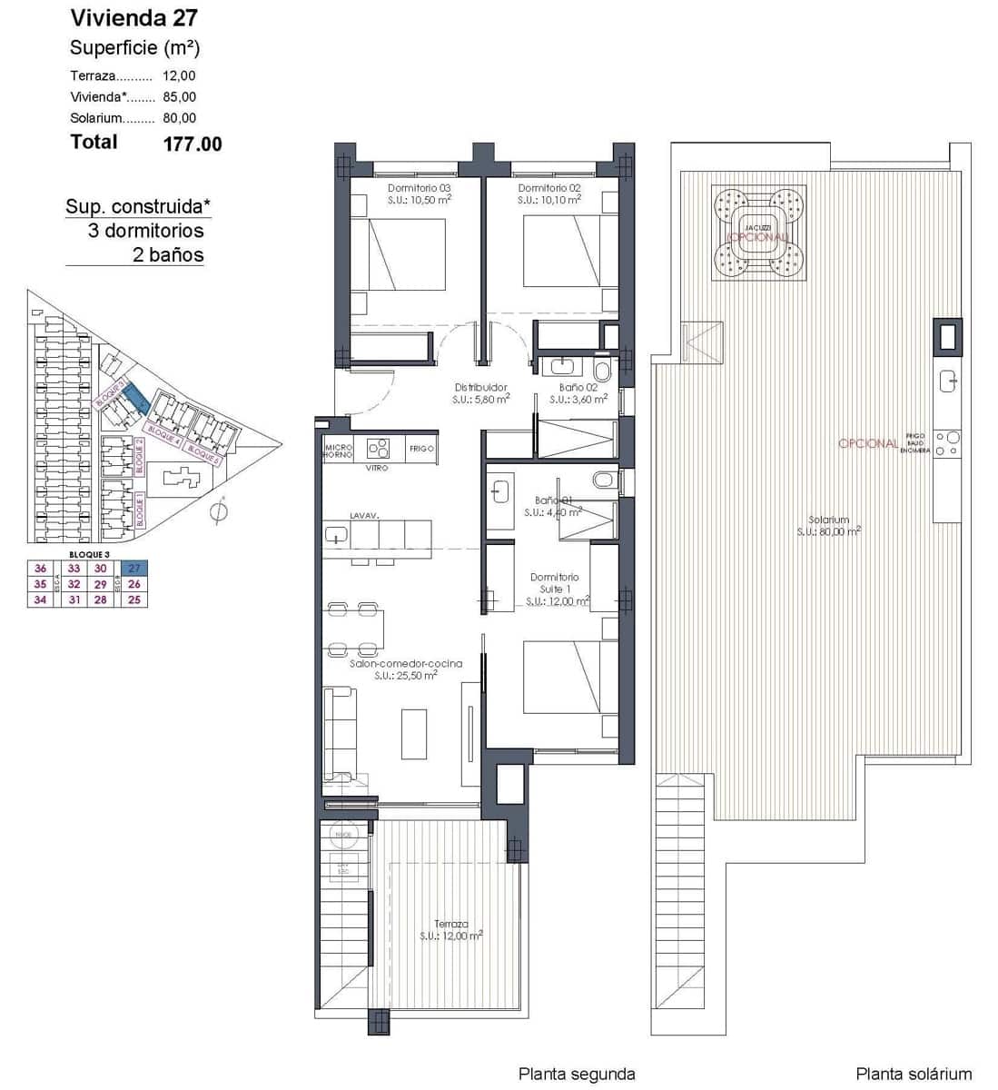 3 soveværelse Penthouse til salg i Los Alcazares med swimmingpool garage - € 409.000 (Ref: 9716288)