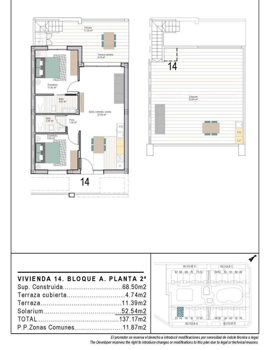 2 slaapkamer Penthouse te koop in San Cayetano met zwembad garage - € 277.900 (Ref: 9746085)