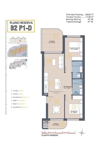 2 sypialnia Apartament na sprzedaż w Las Lomas de Rame - Bahía Bella, Los Alcázares z basenem garażem - 279 900 € (Ref: 9773749)