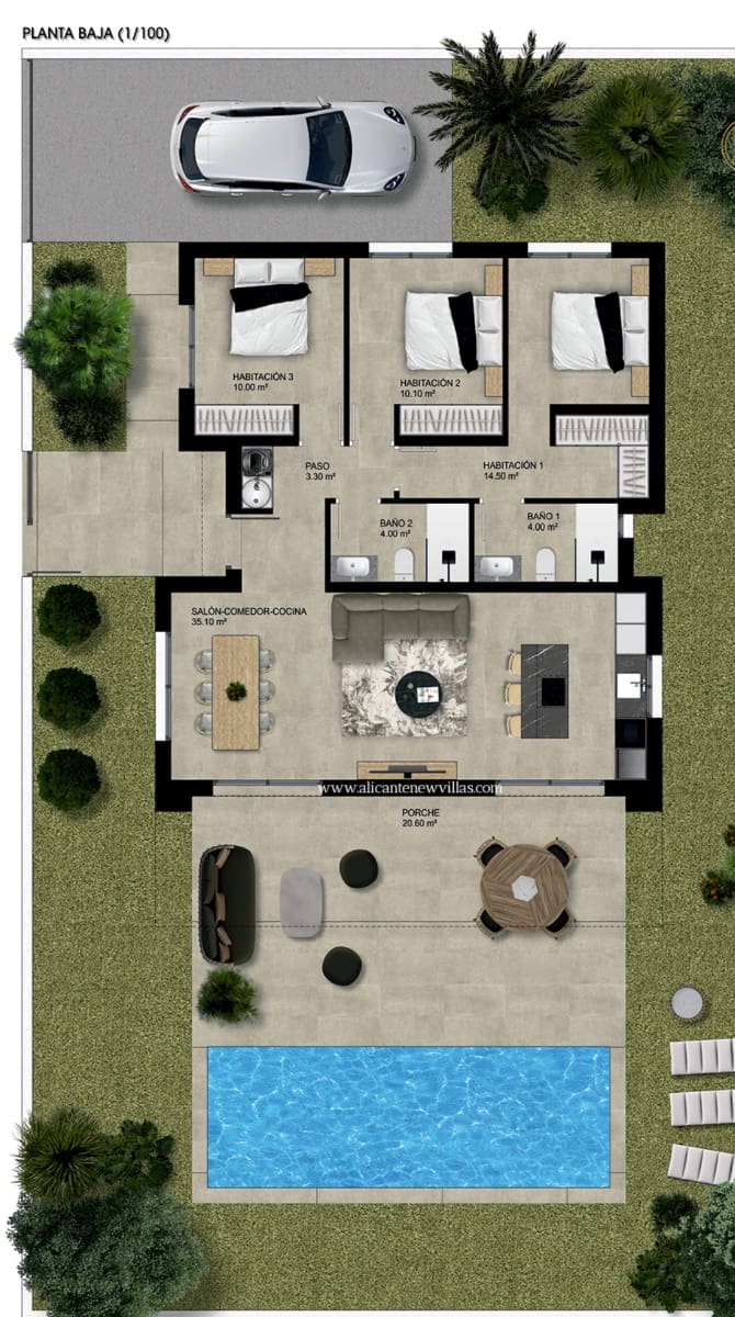 3 makuuhuone Huvila myytävänä paikassa Monforte del Cid mukana uima-altaan - 368 000 € (Ref: 8861925)