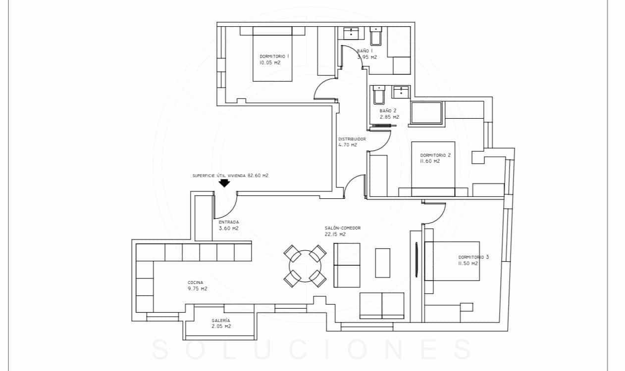 3 makuuhuone Huoneisto myytävänä paikassa Salamanca kaupunki - 390 000 € (Ref: 9335200)