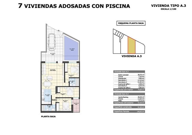 3 soverom Bungalow til salgs i Pilar de la Horadada ciudad, Pilar de la Horadada med svømmebasseng - € 319 900 (Ref: 8801565)