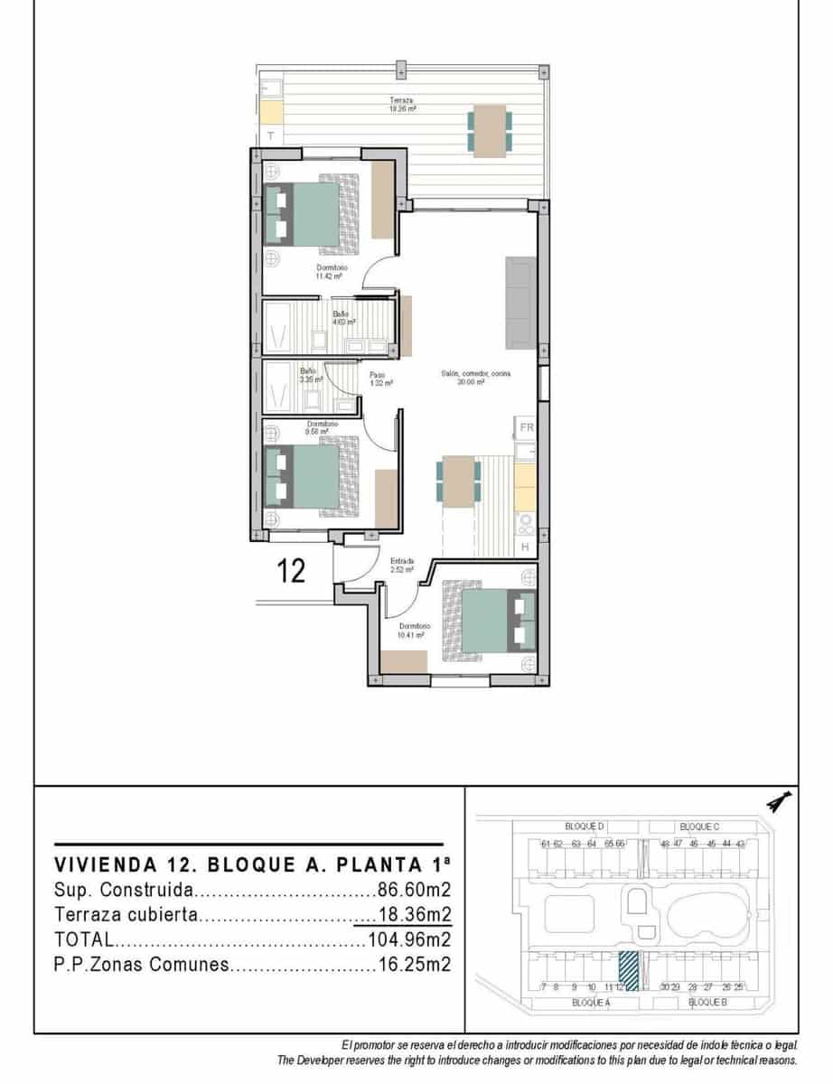 3 soverom Leilighet til salgs i San Cayetano med svømmebasseng - € 246 900 (Ref: 9604683)