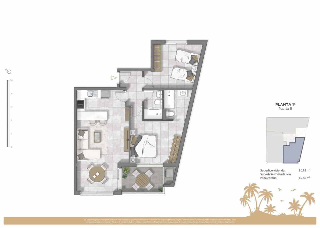 2 Zimmer Apartment zu verkaufen in Guardamar del Segura mit Pool - 299.500 € (Ref: 9629239)