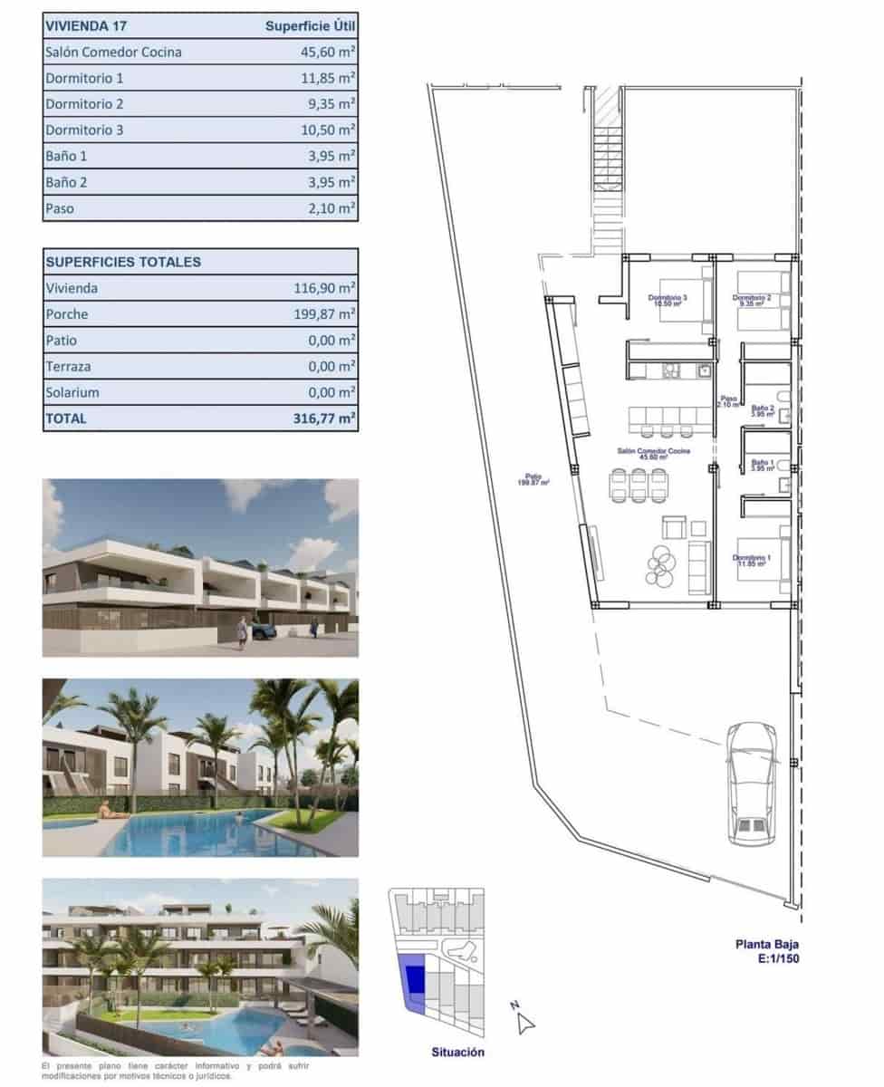 3 slaapkamer Bungalow te koop in Pilar de la Horadada met zwembad - € 450.000 (Ref: 9663687)