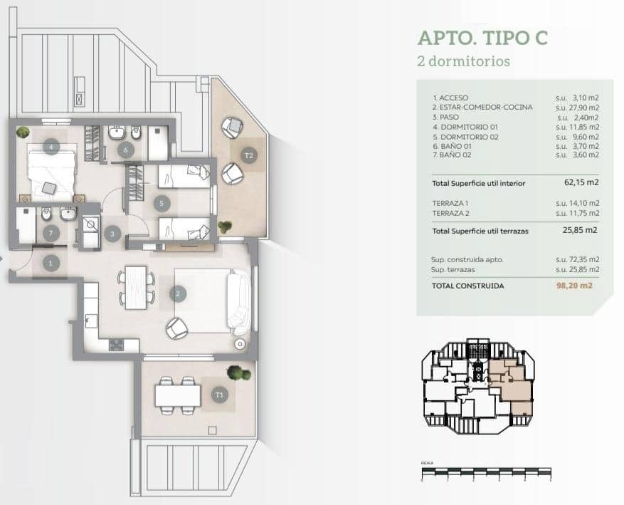 2 quarto Apartamento para venda em Calpe / Calp com piscina garagem - 430 000 € (Ref: 7594614)