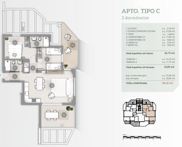 2 camera da letto Appartamento in vendita in Playa Arenal - Bol, Calpe / Calp con piscina garage - 430.000 € (Rif: 7594614)