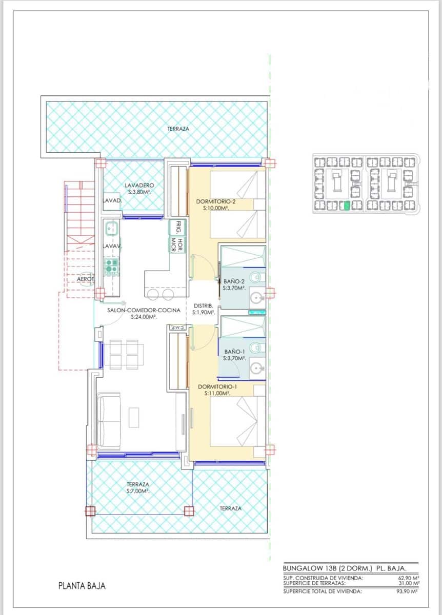 2 sypialnia Bungalow na sprzedaż w Los Balcones z basenem - 275 000 € (Ref: 8559649)