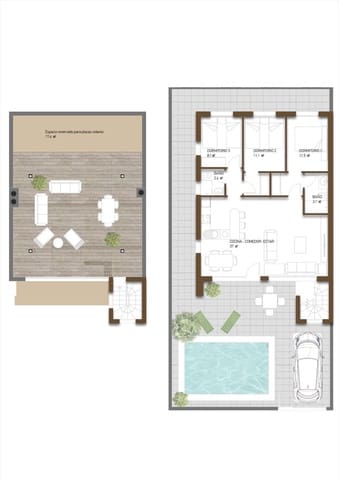 3 soveværelse Villa til salg i Las Palas, Fuente Alamo de Murcia med swimmingpool - € 249.780 (Ref: 8708100)