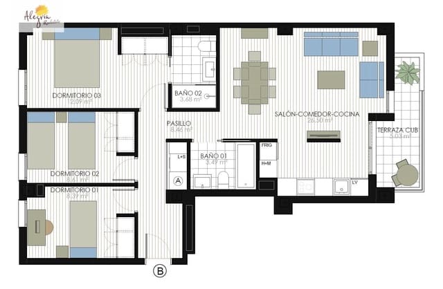 3 bedroom Apartment for sale in Beniferri, Valencia city with pool - € 359,000 (Ref: 9219920)