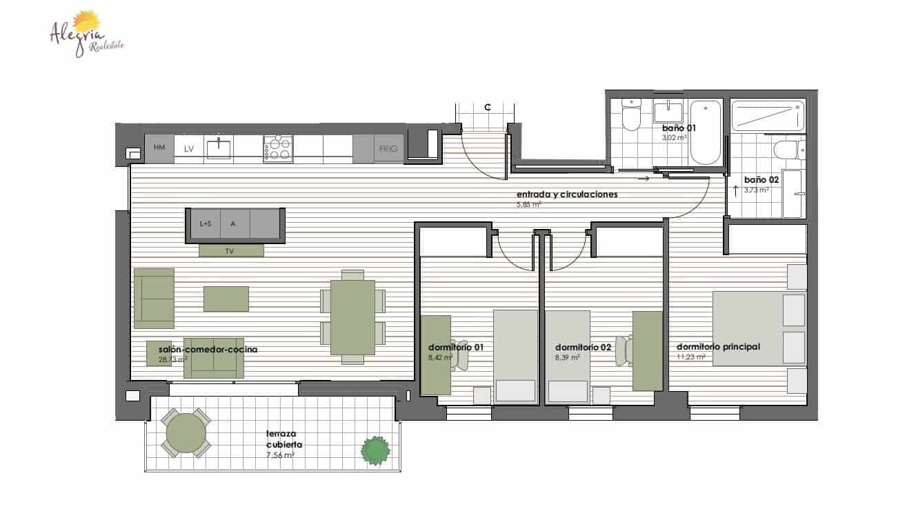 3 quarto Apartamento para venda em Valencia cidade com piscina - 488 500 € (Ref: 9219920)