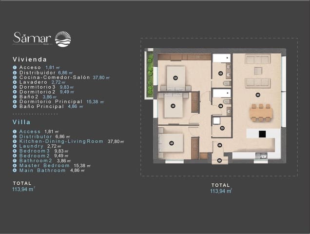 3 chambre Villa/Maison à vendre à Villamartín - Las Filipinas, Orihuela - 488 000 € (Ref: 9533729)