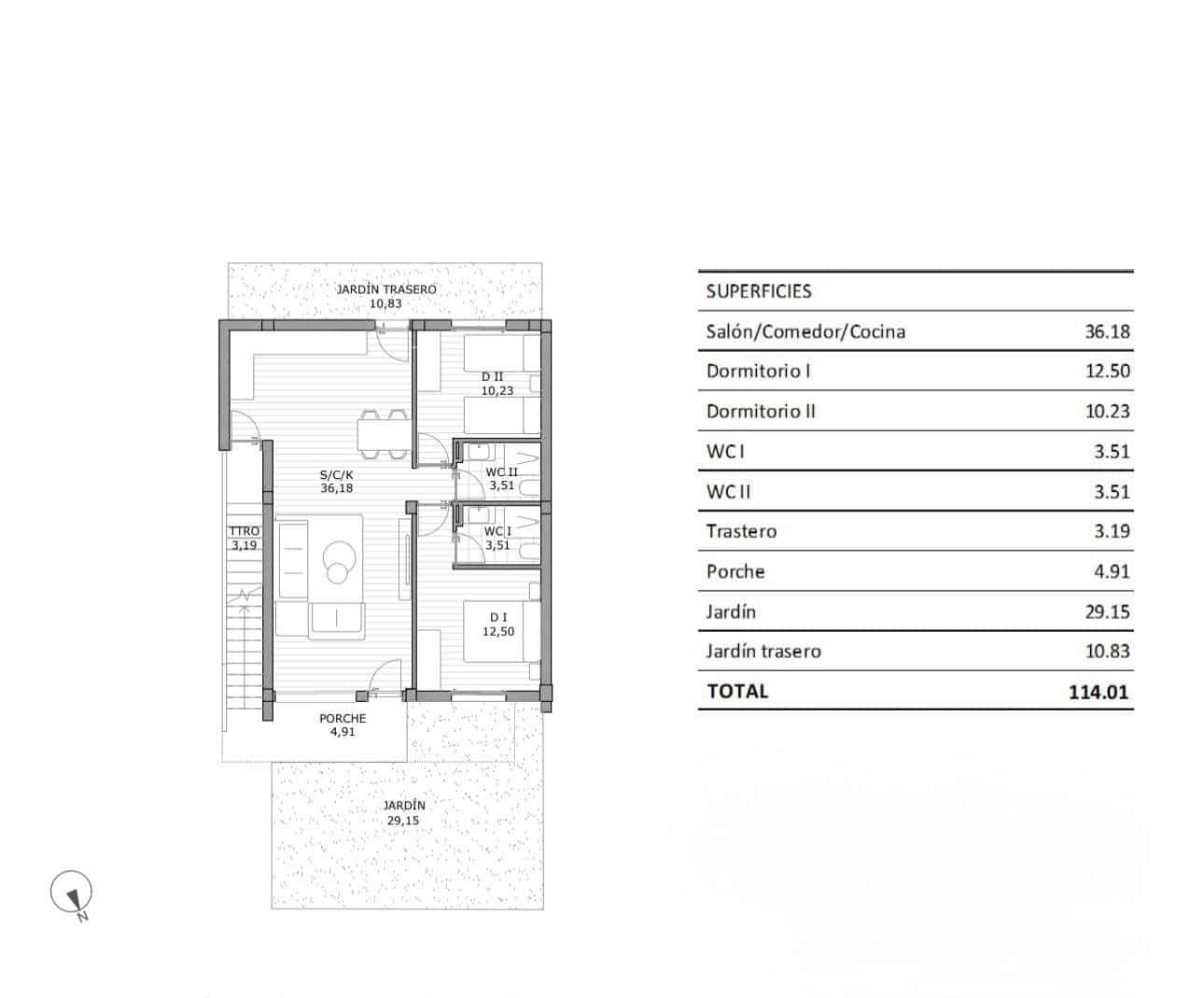 2 chambre Bungalow à vendre à San Miguel de Salinas avec piscine - 189 999 € (Ref: 9421884)