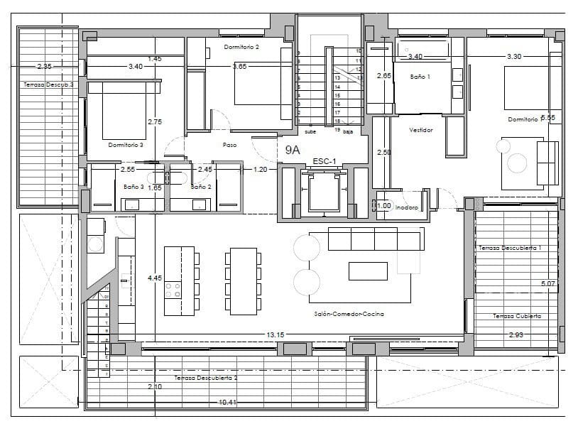 Ático de 3 habitaciones en La Nucia en venta con piscina garaje - 1.141.000 € (Ref: 10093730)