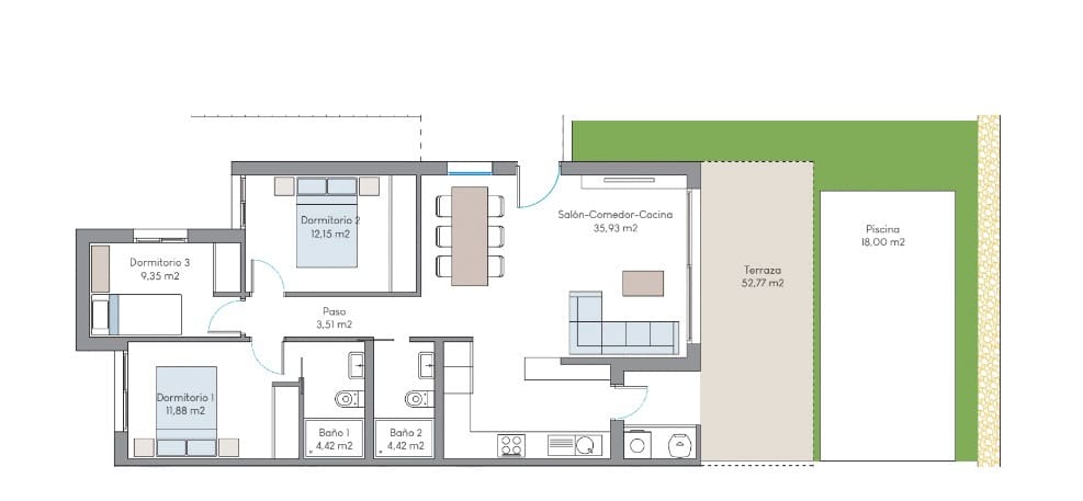 3 bedroom Apartment for sale in Finestrat with pool - € 359,900 (Ref: 8969067)