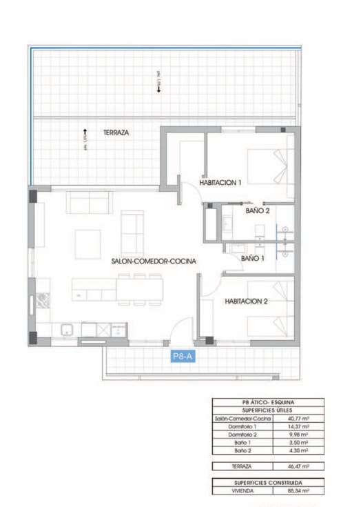 2 sypialnia Penthouse na sprzedaż w Cala de Finestrat z basenem garażem - 550 000 € (Ref: 9109229)