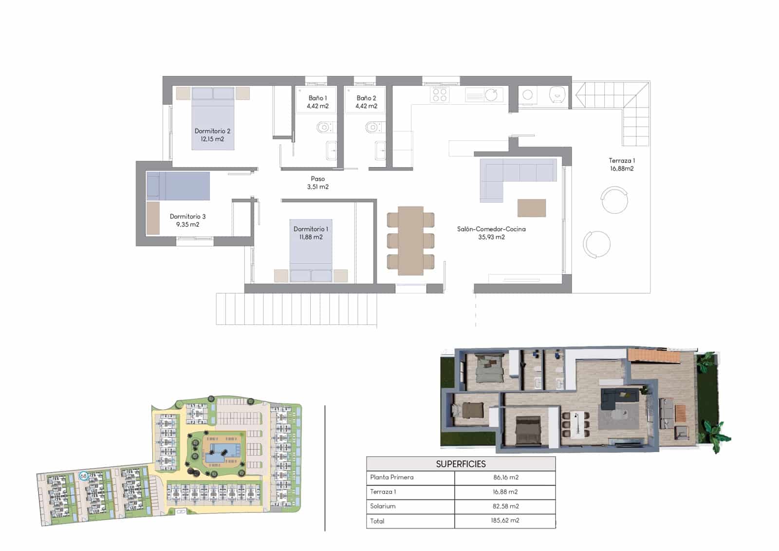 3 quarto Apartamento para venda em Finestrat com piscina - 379 900 € (Ref: 9311590)