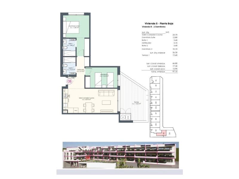 3 sovrum Lägenhet till salu i Benijofar med pool - 328 000 € (Ref: 10024049)