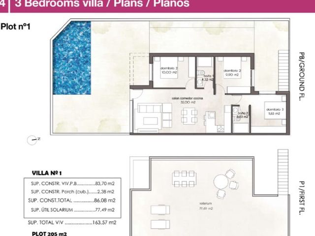 2 sypialnia Willa na sprzedaż w Pilar de la Horadada ciudad, Pilar de la Horadada z basenem garażem - 350 000 € (Ref: 10041015)