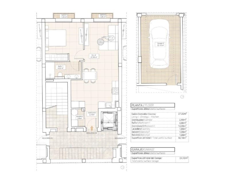 1 bedroom Apartment for sale in Hondon de las Nieves with pool - € 175,000 (Ref: 10041040)